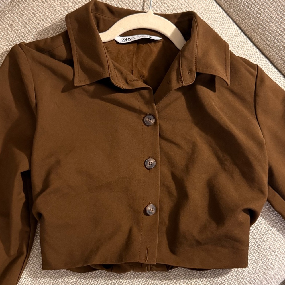 Zara Brown scrunch waist top